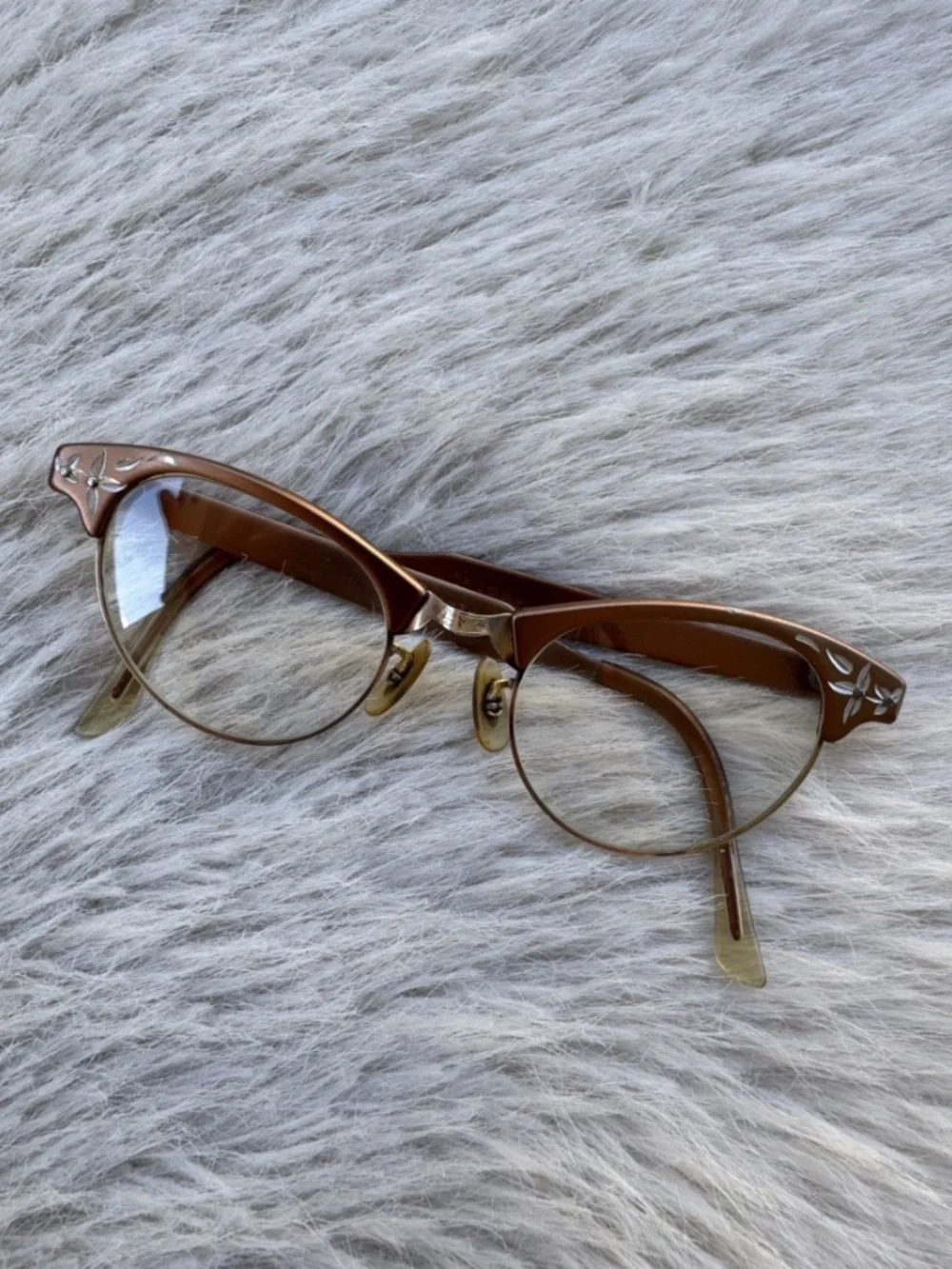 Vintage 1950's-1960's Cat-Eye Browline Eyeglasses Non Prescription Clear Glasses